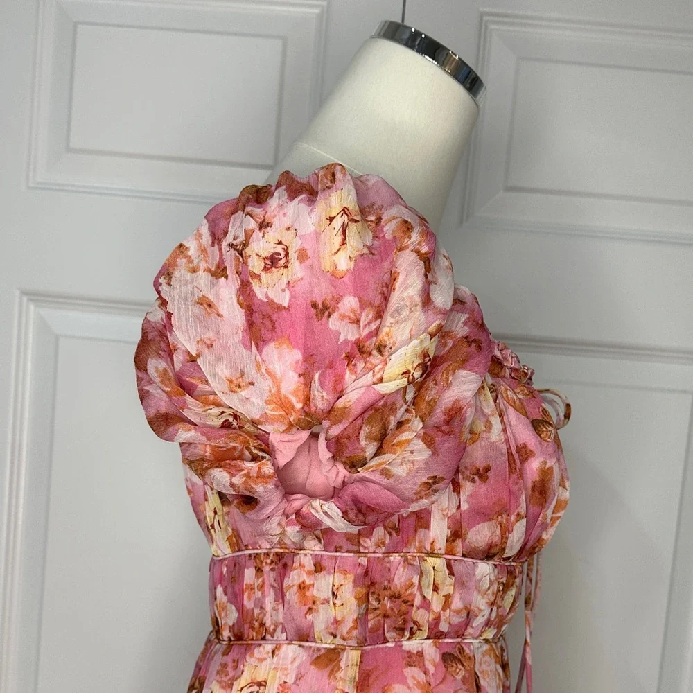 ASTR The Label Roseline Floral Pink Cottagecore Vacation Boho Maxi Dress Size S